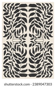 Minimalist poster with abstract art leaf composition