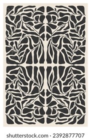 Minimalist poster with abstract art leaf composition