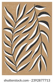 Afiche minimalista con composición de hoja de arte abstracto
