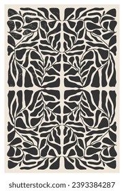 Minimalist poster with abstract art leaf composition