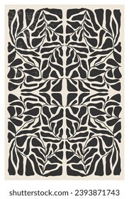 Minimalist poster with abstract art leaf composition
