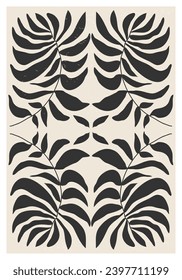 Minimalist poster with abstract art leaf composition