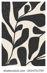 Minimalist poster with abstract art leaf composition