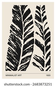 Cartaz minimalista com arte abstrata folha composição em estilo de colagem moderno contemporâneo