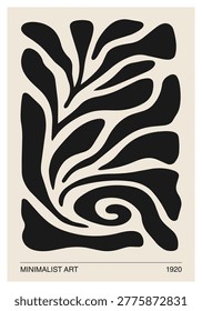 Minimalist poster with abstract art leaf composition in trendy contemporary collage style
