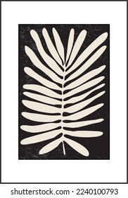 Minimalist poster with abstract leaf composition, contemporary collage style