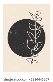 Minimalist poster with abstract leaf composition, contemporary collage style