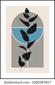 Minimalist poster with abstract leaf composition, contemporary collage style