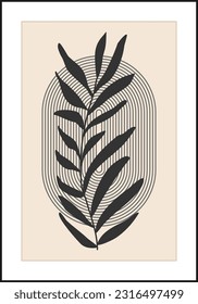 Minimalist poster with abstract leaf composition, contemporary collage style