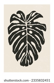 Minimalist poster with abstract leaf composition, contemporary collage style