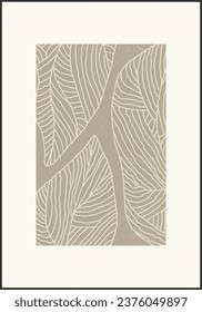 Minimalist poster with abstract leaf composition, contemporary collage style