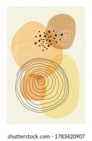 Minimalist poster with abstract organic shapes composition in trendy contemporary collage style, can be used for wall art decoration, postcard, cover design