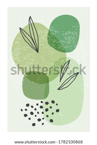 Minimalist poster with abstract organic shapes composition in trendy contemporary collage style, can be used for wall art decoration, postcard, cover design