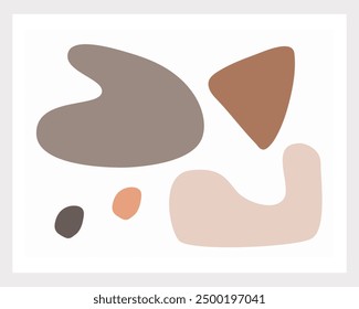 Minimalist poster of abstract vector art shapes. Set of pastel terracotta colors for fashion design, natural concept, posters, identity. Modern hand drawn illustration, geometric print for decoration.