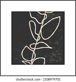 Minimalist poster with botanical branch and leaves abstract collage