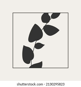 Minimalist poster with botanical branch and leaves abstract collage
