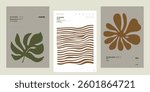 Minimalist poster collection blending bold leaf shapes with modern typography and flat design. Great for stylish decor, contemporary covers, and art exhibitions.