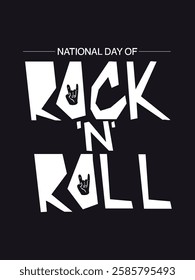 A minimalist poster design with bold typography celebrating the history of rock and roll. Vector illustration. Poster, card.