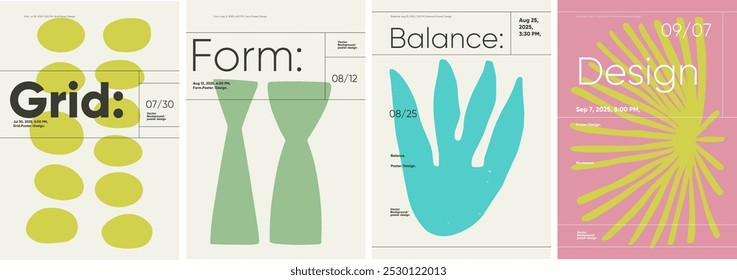 Minimalist poster design featuring bold shapes and Brutalist influences. Ideal for festival posters, media banners, and contemporary cover designs.