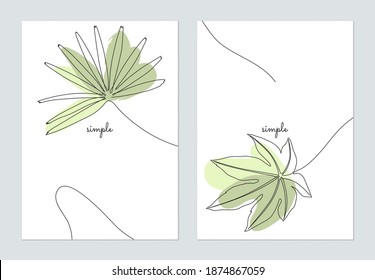 Minimalist poster design, leaves line art illustration