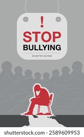 Minimalist poster design to stop bullying. Social and educational persuasive poster concept.