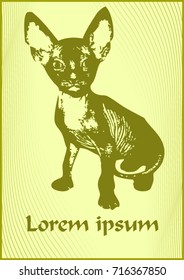 Minimalist poster design. Stylized kitten of the Sphynx breed