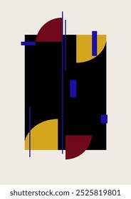 Minimalist poster flat geometric art. Vintage retro bauhaus design. Colorful design poster