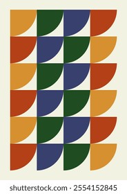 Minimalist poster flat geometric elements art. Vintage retro bauhaus design