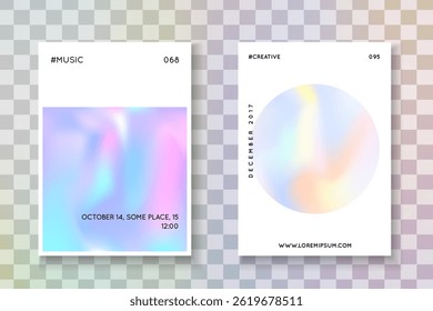 Minimalist Poster. Holograph Texture. Violet Neon Flyer. Business 90s Template. Fashion Design. Hologram Presentation. Plastic Vector. Purple Minimalist Poster