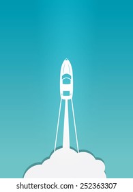 Minimalist poster of motor boat