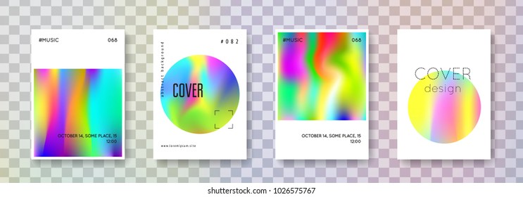 Minimalist poster set. Abstract backgrounds. Futuristic  minimalist poster with gradient mesh. 90s, 80s retro style. Iridescent graphic template for brochure, banner, wallpaper, mobile screen.