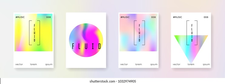 Minimalist poster set. Abstract backgrounds. Futuristic  minimalist poster with gradient mesh. 90s, 80s retro style. Iridescent graphic template for brochure, banner, wallpaper, mobile screen.