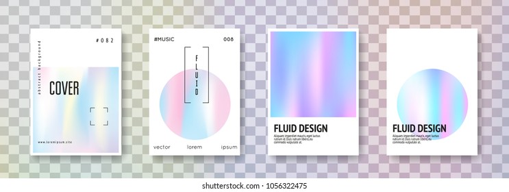 Minimalist poster set. Abstract backgrounds. Stylish minimalist poster with gradient mesh. 90s, 80s retro style. Iridescent graphic template for placard, presentation, banner, brochure.