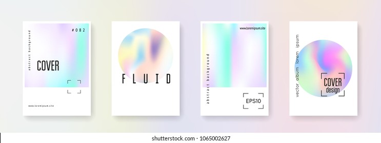 Minimalist poster set. Abstract backgrounds. Colorful minimalist poster with gradient mesh. 90s, 80s retro style. Iridescent graphic template for placard, presentation, banner, brochure.