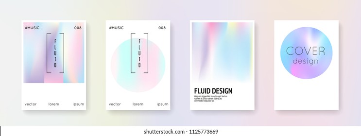 Minimalist poster set. Abstract backgrounds. Hipster minimalist poster with gradient mesh. 90s, 80s retro style. Iridescent graphic template for book, annual, mobile interface, web app.
