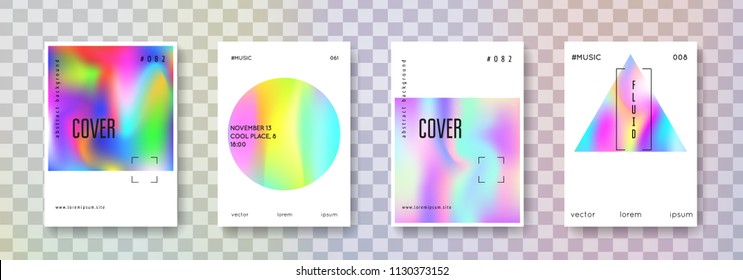 Minimalist poster set. Abstract backgrounds. Futuristic minimalist poster with gradient mesh. 90s, 80s retro style. Pearlescent graphic template for book, annual, mobile interface, web app.