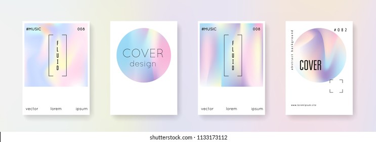 Minimalist poster set. Abstract backgrounds. Plastic minimalist poster with gradient mesh. 90s, 80s retro style. Iridescent graphic template for brochure, banner, wallpaper, mobile screen