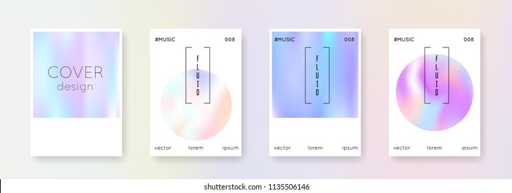 Minimalist poster set. Abstract backgrounds. Futuristic minimalist poster with gradient mesh. 90s, 80s retro style. Iridescent graphic template for placard, presentation, banner, brochure.