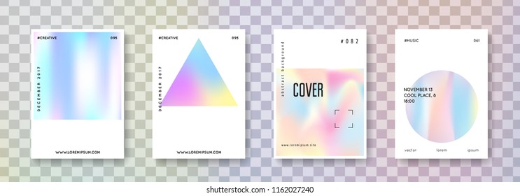 Minimalist poster set. Abstract backgrounds. Neon minimalist poster with gradient mesh. 90s, 80s retro style. Iridescent graphic template for brochure, banner, wallpaper, mobile screen