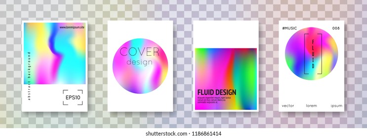 Juego de pósters minimalista. Antecedentes abstractos. Afiche futurista minimalista con malla gradiente. estilo retro de los años 90 y 80. Plantilla gráfica iridiscente para folleto, pancarta, papel pintado, pantalla móvil