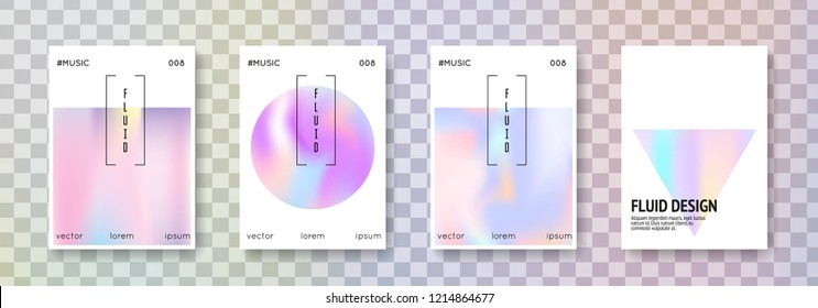 Minimalist poster set. Abstract backgrounds. Memphis minimalist poster with gradient mesh. 90s, 80s retro style. Iridescent graphic template for book, annual, mobile interface, web app.