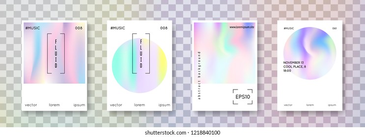 Minimalist poster set. Abstract backgrounds. Multicolor minimalist poster with gradient mesh. 90s, 80s retro style. Iridescent graphic template for placard, presentation, banner, brochure.