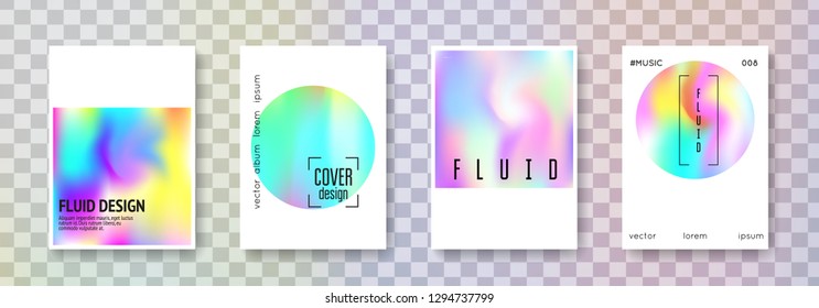 Minimalist poster set. Abstract backgrounds. Neon minimalist poster with gradient mesh. 90s, 80s retro style. Pearlescent graphic template for book, annual, mobile interface, web app.