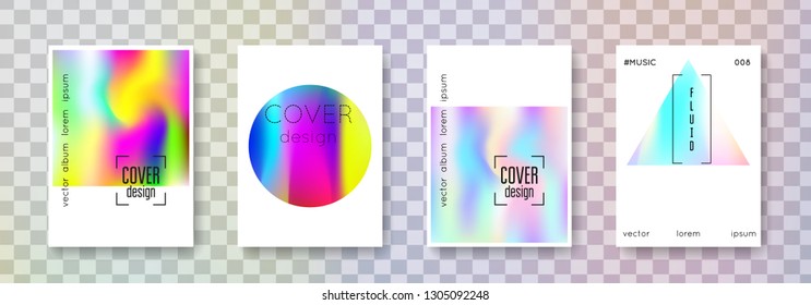 Minimalist poster set. Abstract backgrounds. Plastic minimalist poster with gradient mesh. 90s, 80s retro style. Pearlescent graphic template for book, annual, mobile interface, web app.