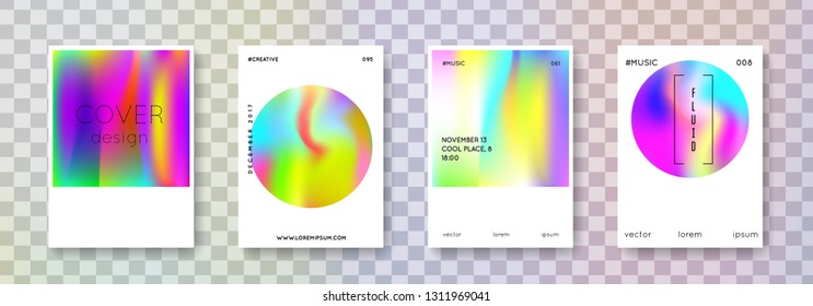 Minimalist poster set. Abstract backgrounds. Trendy minimalist poster with gradient mesh. 90s, 80s retro style. Iridescent graphic template for placard, presentation, banner, brochure.