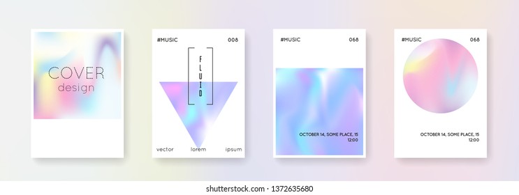 Minimalist poster set. Abstract backgrounds. Stylish minimalist poster with gradient mesh. 90s, 80s retro style. Pearlescent graphic template for book, annual, mobile interface, web app.