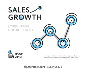 Minimalist poster showing geometric element and representing growth of sales. 