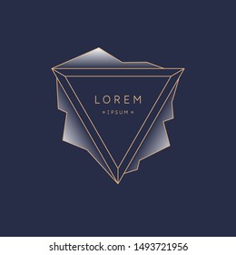 Minimalist poster for text. Vector geometric illustration with gold lines.