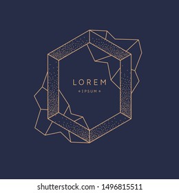 Minimalist poster for text. Vector geometric illustration with gold lines.