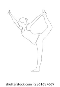 Afiche minimalista de yoga. Afiche continuo de arte en línea, pose de yoga, mujer haciendo yoga con fondo blanco. Impresión de arte para ejercicios de yoga en línea continua Boho. 